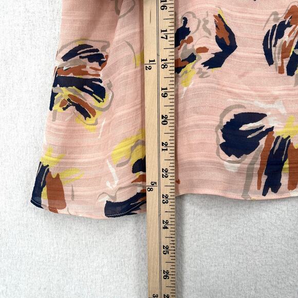 TANYA TAYLOR Chiara Silk Cold Shoulder Top Womens 4 Pink Abstract Floral Ruffle - Picture 16 of 16